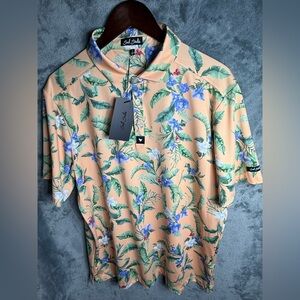 Bad Birdie Core Polo Flora Fiesta Floral Golf Shirt Size L NWT UPF 50+